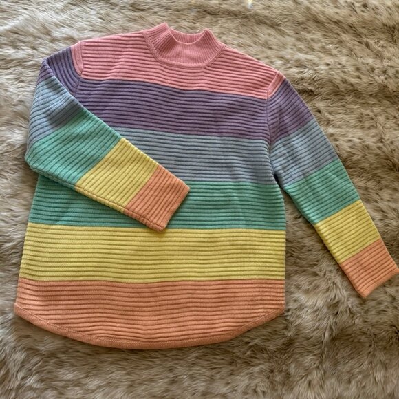 Oversized Pastel Rainbow Sweater Pastel Rainbow Striped Sailor Sweater